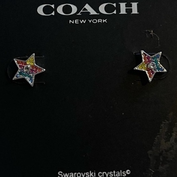 COACH Rainbow Swarovski Crystal Star Earrings - Picture 3 of 4